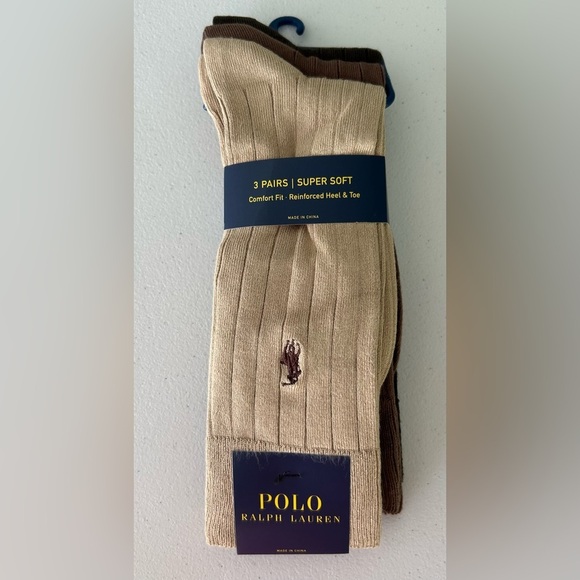 NWT!Polo by Ralph Lauren Dress Socks 3 Pack Ribbed Crew - Picture 5 of 5
